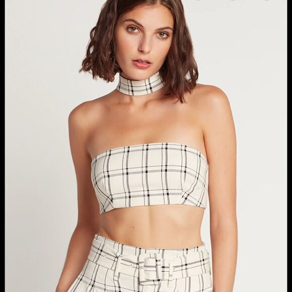 NEW CHOOSY crop top plaid power moves‎ back zip bandeau 8 - Picture 2 of 7